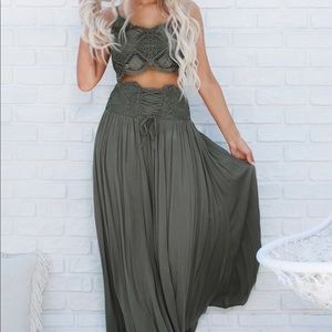 NanaMacs Our First Date Two Piece Dress (Olive)